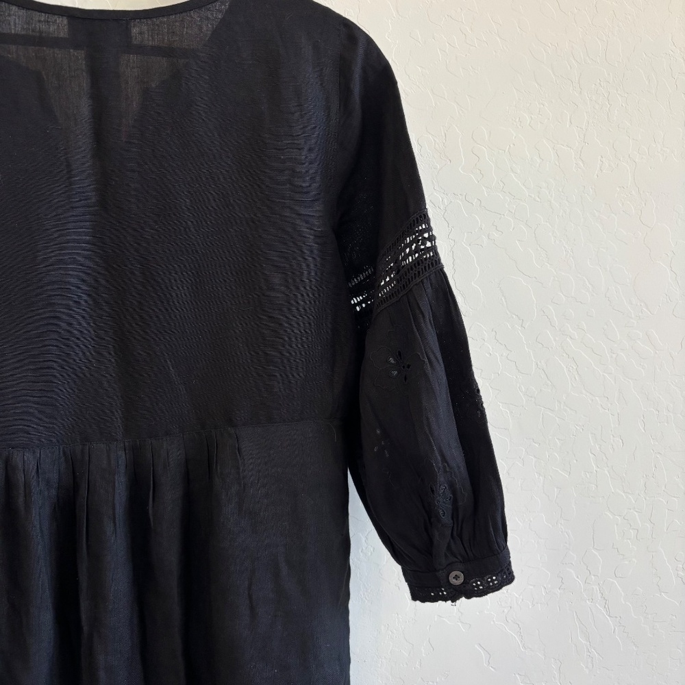 Tommy Bahama, Size XS St. Lucia Linen-Blend Split Neck Cover-Up Dress in black. - Picture 6 of 10